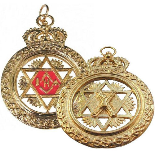 Riaz Impex Masonic Jewels Scottish Master of St. Andrew Collar Jewel – Double Sided Gold Metal