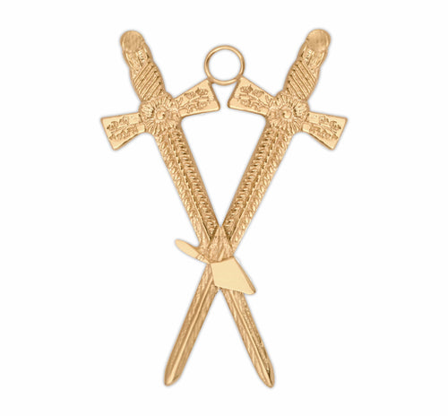 Riaz Impex Masonic Jewels Steward Royal & Select Masters Officer Collar Jewel – Gold Plated Trowel & Crossed Swords