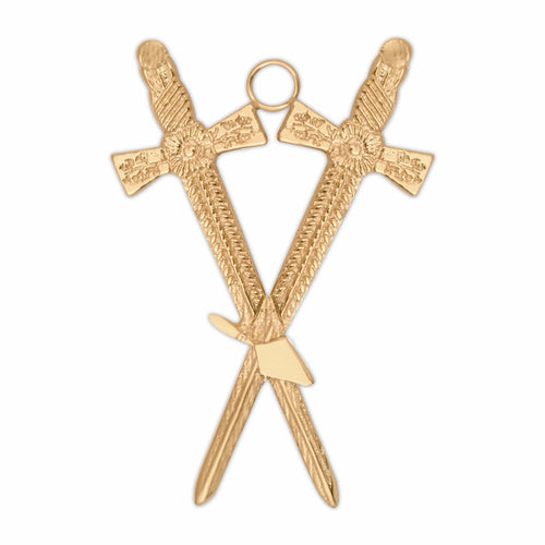 Riaz Impex Masonic Jewels Steward Royal & Select Masters Officer Collar Jewel – Gold Plated Trowel & Crossed Swords