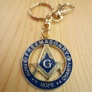 Masonic Faith, Hope & Charity Keychain – Gold & Blue