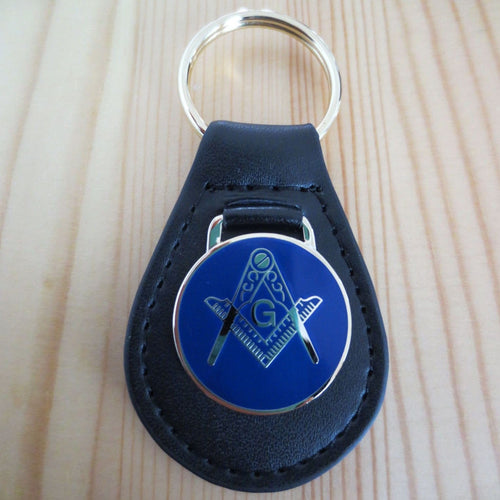 Riaz Impex Masonic Keychains & Money Clips Master Mason Round Key Fob – Blue Emblem