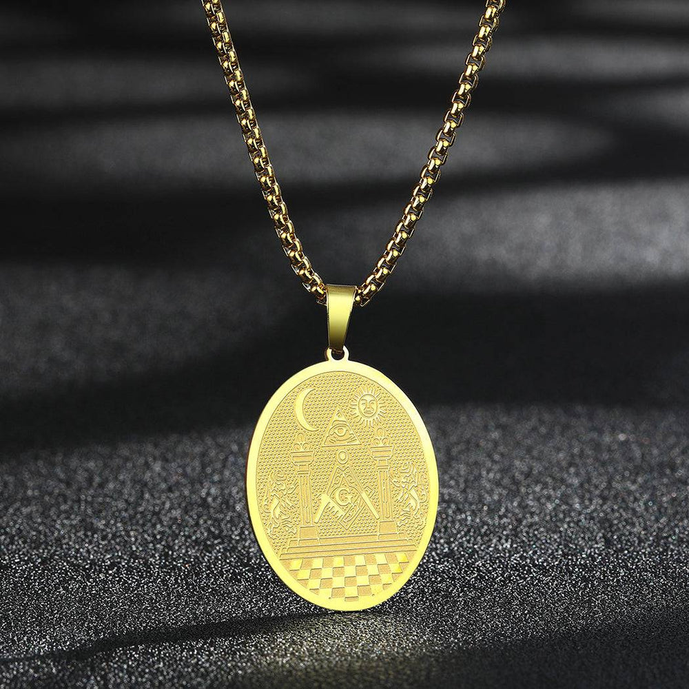 Riaz Impex Masonic Necklaces & Pendants Gold Tone Masonic Boaz & Jachin Pillars Pendant Necklace