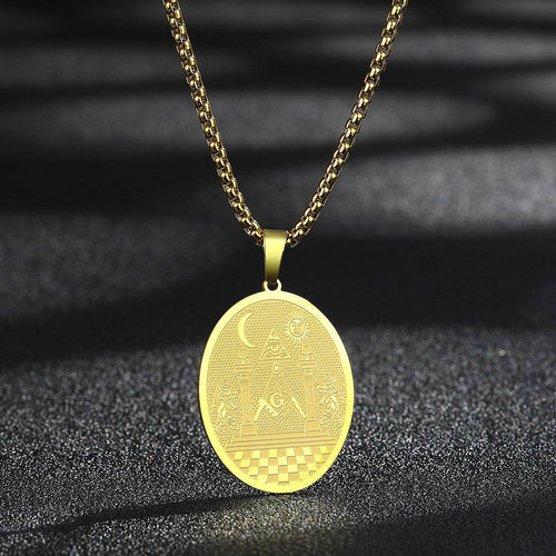 Riaz Impex Masonic Necklaces & Pendants Gold Tone Masonic Boaz & Jachin Pillars Pendant Necklace