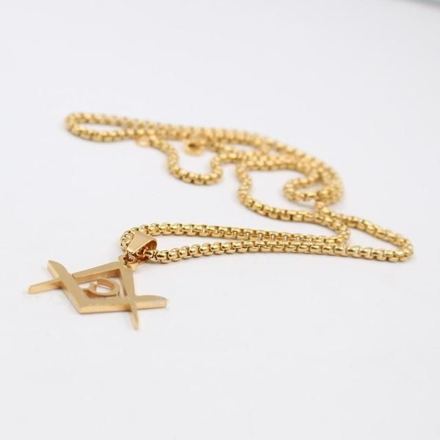 Riaz Impex Masonic Necklaces & Pendants Gold Tone Master Mason Stainless Steel Pendant Necklace