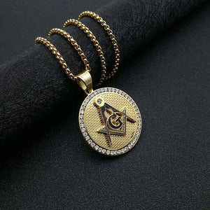 Riaz Impex Masonic Necklaces & Pendants Gold Tone / Pendant Only Master Mason Round Pendant – Chain Options