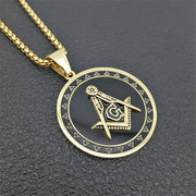 Master Mason Round Pendant Necklace – Black & Gold
