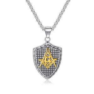 Riaz Impex Masonic Necklaces & Pendants Master Mason Shield Pendant Necklace – Stainless Steel