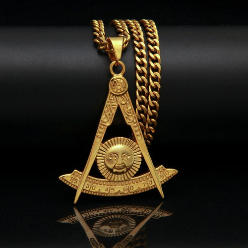 Riaz Impex Masonic Necklaces & Pendants Past Master Pendant Necklace – Gold Tone