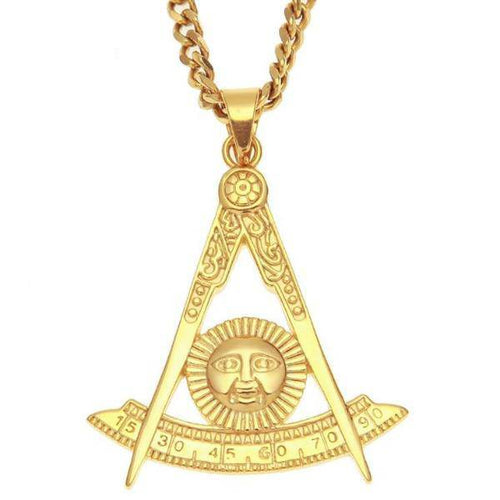 Riaz Impex Masonic Necklaces & Pendants Past Master Pendant Necklace – Gold Tone