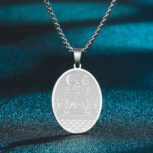Riaz Impex Masonic Necklaces & Pendants Silver Tone Masonic Boaz & Jachin Pillars Pendant Necklace