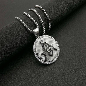 Riaz Impex Masonic Necklaces & Pendants Silver Tone / Pendant Only Master Mason Round Pendant – Chain Options