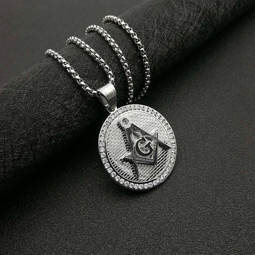 Riaz Impex Masonic Necklaces & Pendants Silver Tone / Pendant Only Master Mason Round Pendant – Chain Options