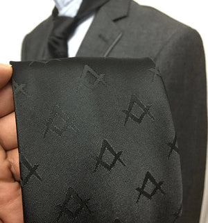 Riaz Impex Masonic Neckties Masonic Black Necktie – Square & Compass