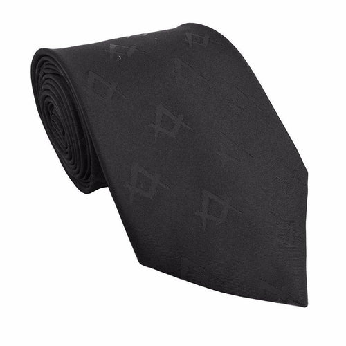 Riaz Impex Masonic Neckties Masonic Black Necktie – Square & Compass