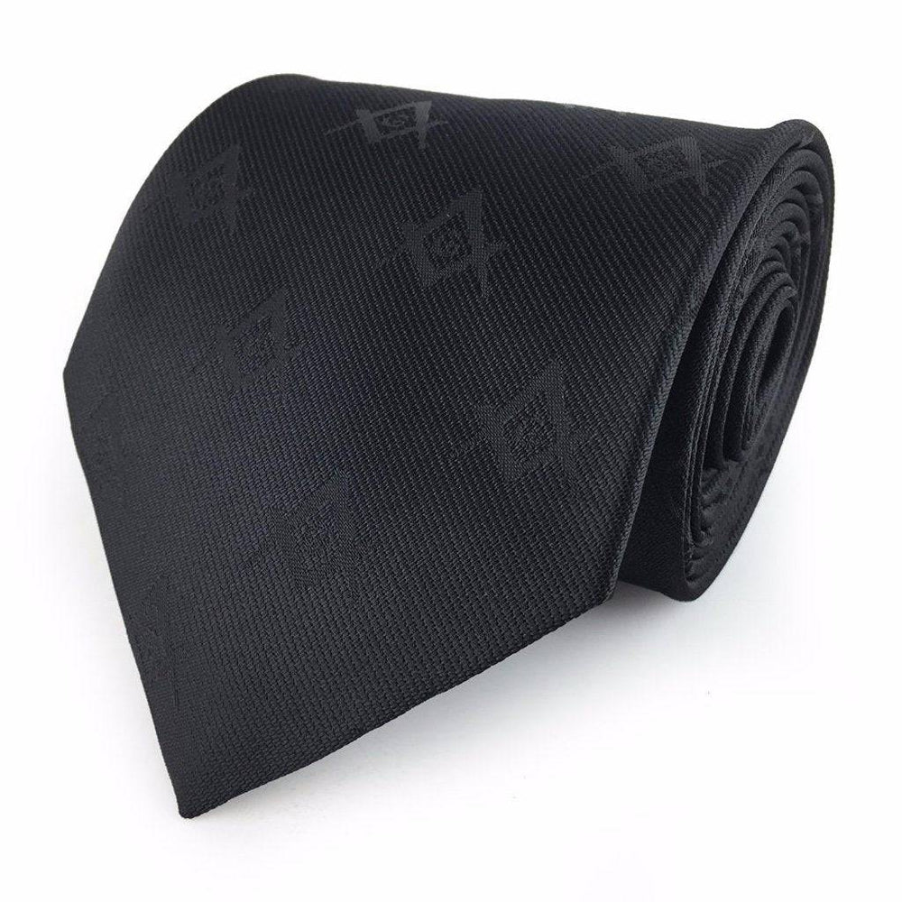 Riaz Impex Masonic Neckties Master Mason Black Necktie – Square, Compass & G
