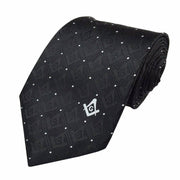 Master Mason Black Polka-Dot Necktie – White Emblem