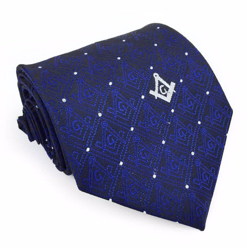 Riaz Impex Masonic Neckties Master Mason Blue & Black Polka-Dot Necktie