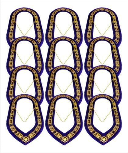 RIAZ IMPEX MASONIC REGALIA 12 LOT Cryptic Mason Royal & Select Master Chain Masonic Collar PURPLE Backing