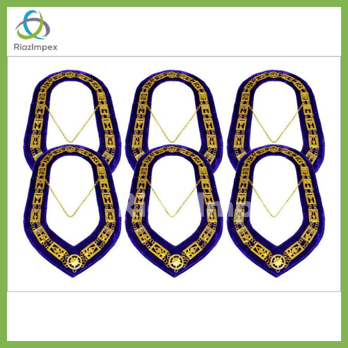 RIAZ IMPEX MASONIC REGALIA 6 LOT Cryptic Mason Royal & Select Master Chain Masonic Collar PURPLE Backing