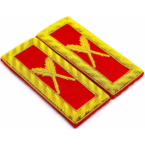 Riaz Impex Masonic Regalia Accessories 1.5" X 3.75" Grand Secretary Knights Templar Frock Coat Shoulder Board – Bullion Embroidery