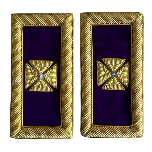 Riaz Impex Masonic Regalia Accessories 1.5" X 3.75" Past Grand Commander Knights Templar Frock Coat Shoulder Board – Bullion Embroidery