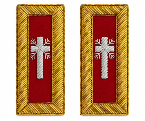 Riaz Impex Masonic Regalia Accessories Past Commander Knights Templar Frock Coat Shoulder Board – Bullion Embroidery