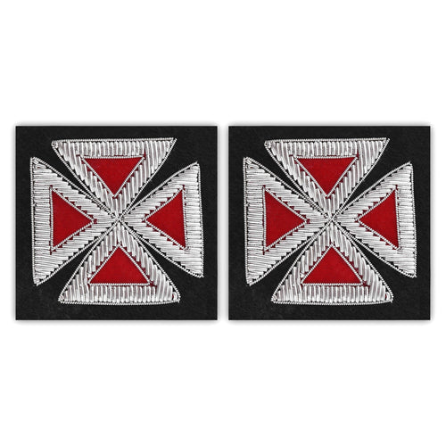 Riaz Impex Masonic Regalia Accessories Past Grand Master Knights Templar Patch – Embroidered Silver & Red