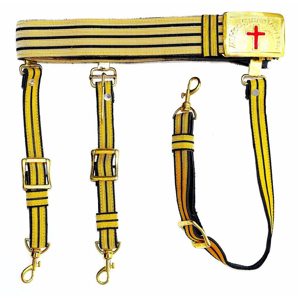 Riaz Impex Masonic Regalia Belts Past Commander Knights Templar Regalia Belt – Black & Gold Lace