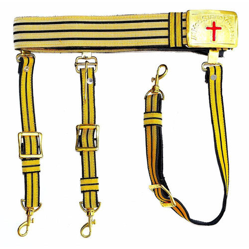 Riaz Impex Masonic Regalia Belts Past Commander Knights Templar Regalia Belt – Black & Gold Lace