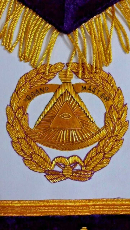RIAZ IMPEX MASONIC REGALIA BEST QUALITY HAND EMBROIDERY MASONIC GRAND MASTER APRON, CUFFS and CHAIN COLLAR