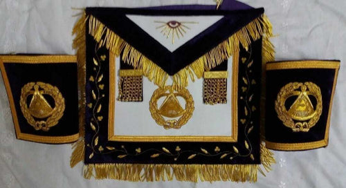 RIAZ IMPEX MASONIC REGALIA BEST QUALITY HAND EMBROIDERY MASONIC GRAND MASTER APRON, CUFFS and CHAIN COLLAR
