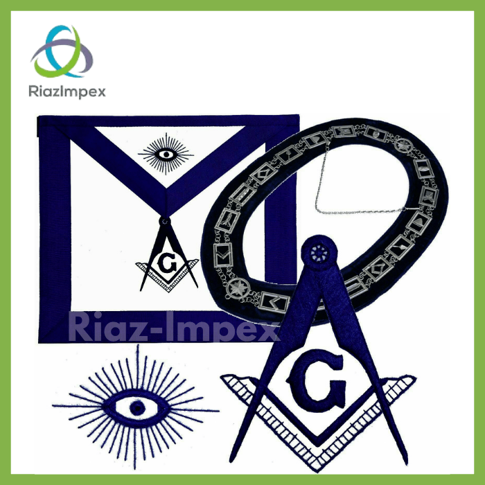Masonic Blue Lodge Chain Collar and Master Mason Apron with Square ...