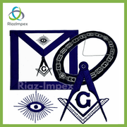 Blue Lodge Chain Collar and Master Mason Apron with Square & Compass Package