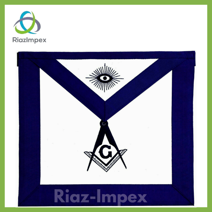 RIAZ IMPEX MASONIC REGALIA Blue Lodge Chain Collar and Master Mason Apron with Square Compass Package