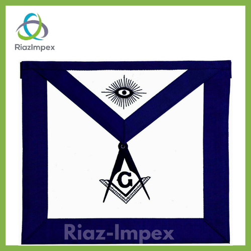 RIAZ IMPEX MASONIC REGALIA Blue Lodge Chain Collar and Master Mason Apron with Square Compass Package
