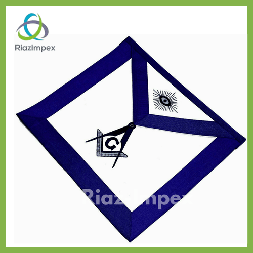 RIAZ IMPEX MASONIC REGALIA Blue Lodge Chain Collar and Master Mason Apron with Square Compass Package