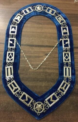 RIAZ IMPEX MASONIC REGALIA Blue Lodge Chain Collar , Master Mason Apron with Square and Compass Gloves Set