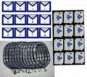 Masonic Blue Lodge Officer Aprons, Chain Collar, Jewels & Gloves – Lot of 12x4