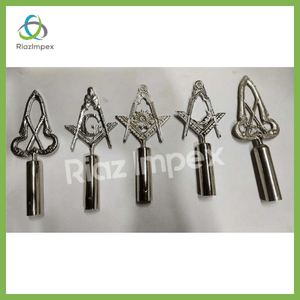 RIAZ IMPEX MASONIC REGALIA BLUE LODGE RODS & TOPS, MM ,Silver Color Freemason Masonic Pole Topper Pack of 5
