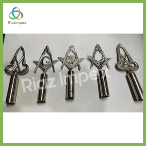RIAZ IMPEX MASONIC REGALIA BLUE LODGE RODS & TOPS, MM ,Silver Color Freemason Masonic Pole Topper Pack of 5
