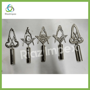 RIAZ IMPEX MASONIC REGALIA BLUE LODGE RODS & TOPS, MM ,Silver Color Freemason Masonic Pole Topper Pack of 5