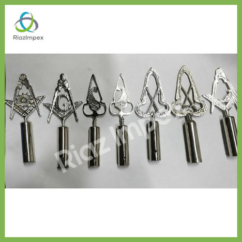 RIAZ IMPEX MASONIC REGALIA BLUE LODGE RODS & TOPS, MM ,Silver Color Freemason Masonic Pole Topper PACK OF 7