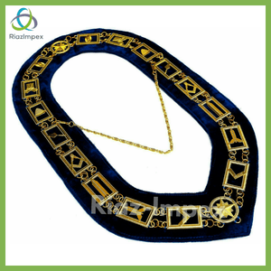 RIAZ IMPEX MASONIC REGALIA Blue Lodge Working Tool Golden Collar Chain + Junior Deacon Pendant BEST QUALITY