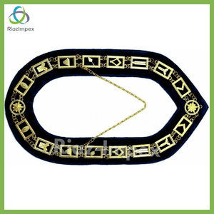 RIAZ IMPEX MASONIC REGALIA Blue Lodge Working Tool Golden Collar Chain + Junior Deacon Pendant BEST QUALITY