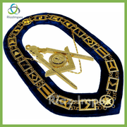 Blue Lodge Working Tool Golden Collar Chain + Senior Deacon Pendant Best Quality