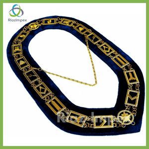 RIAZ IMPEX MASONIC REGALIA Blue Lodge Working Tool Golden Collar Chain + Senior Deacon Pendant Best Quality