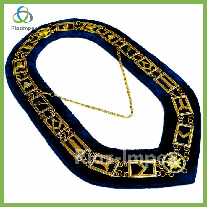 RIAZ IMPEX MASONIC REGALIA Blue Lodge Working Tool Golden Collar Chain + Tyler Sword Pendant Best Quality