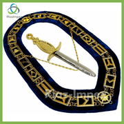 Blue Lodge Working Tool Golden Collar Chain + Tyler Sword Pendant Best Quality