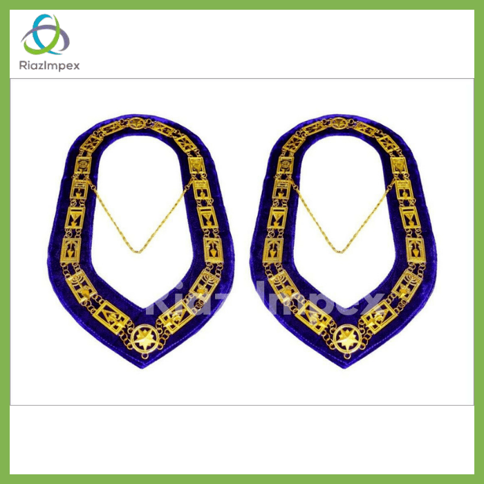 RIAZ IMPEX MASONIC REGALIA Cryptic Mason Freemason Chain Collar PURPLE Backing Lot of 2