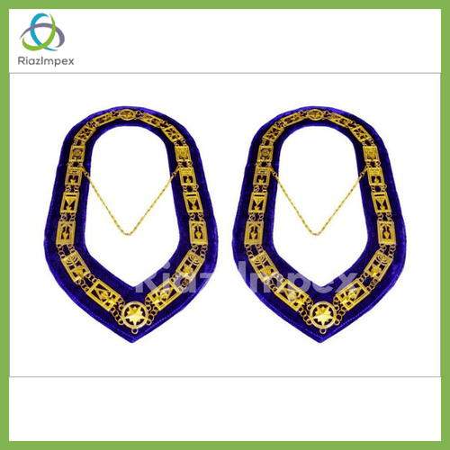 RIAZ IMPEX MASONIC REGALIA Cryptic Mason Freemason Chain Collar PURPLE Backing Lot of 2